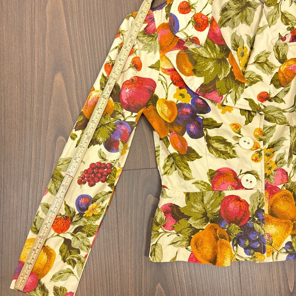 VTG SirJé of California Fruit Print Blazer Women’s Small Artsy Whimsical Retro - Picture 11 of 16